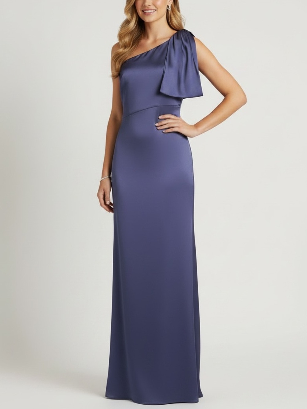 NWT SACHIN + BABI Deep Cobalt Sleeveless One Shoulder Bow Dress Gown Size 18W